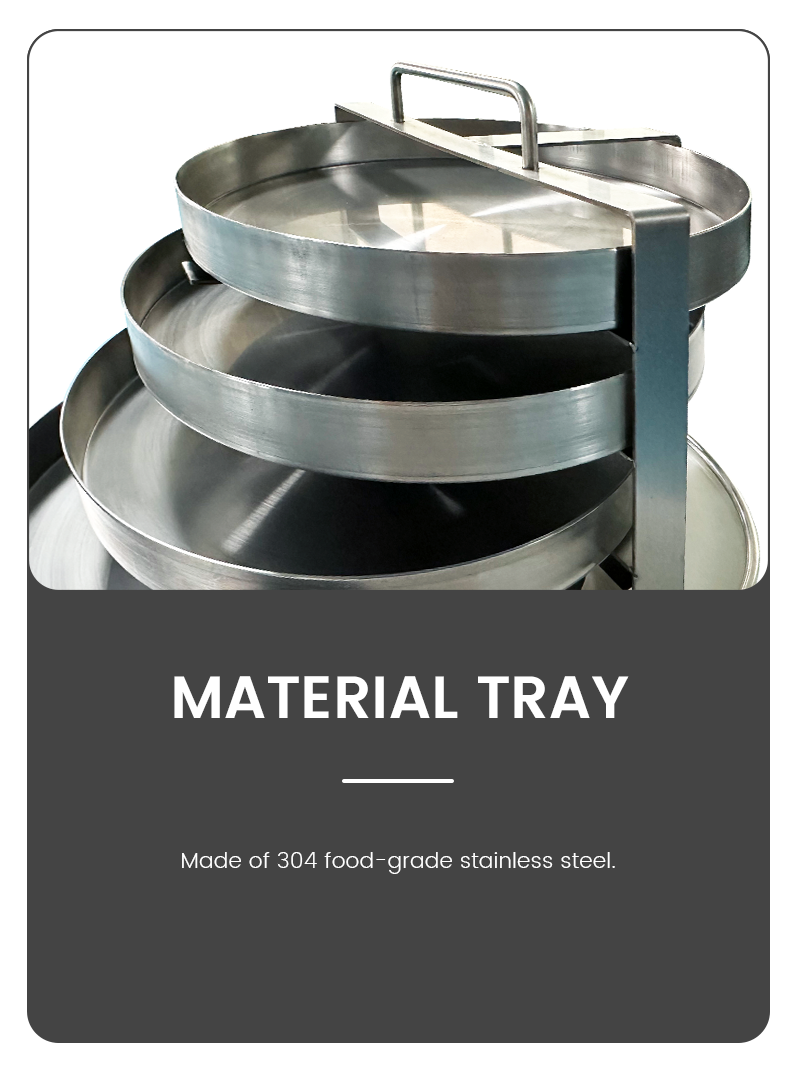 Infographic of laboratory lyophilizer material trays made of 304 food-grade stainless steel, featuring a multi-layered removable rack design for sample drying.